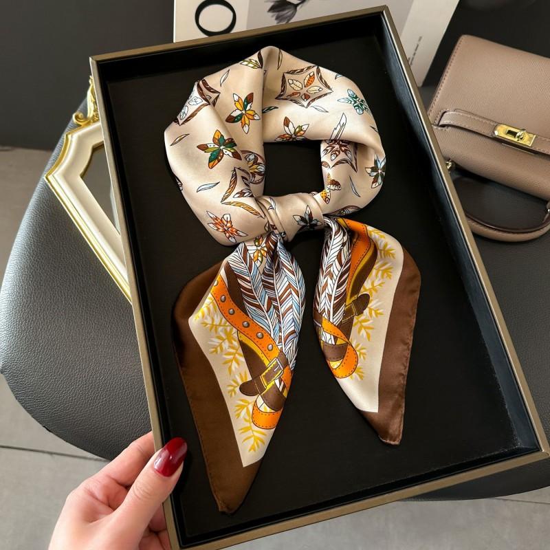 70cm Square Silk-Like Scarf Women Lightweight Fashion Accessory Office Chic Neck Wrap Stylish Print Design