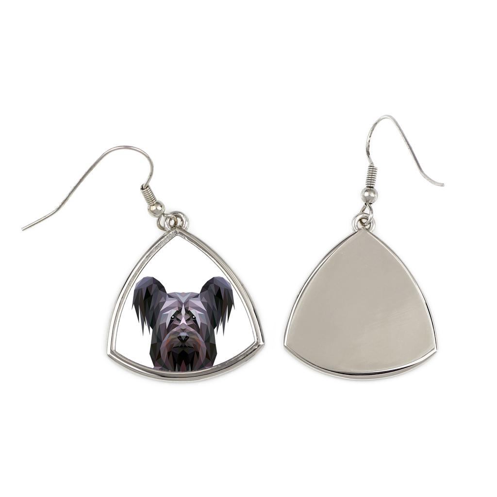 Skye Terrier -Kolczyki Ze Zdjęciem I Napisem Geometryczne Pies Art-Dog