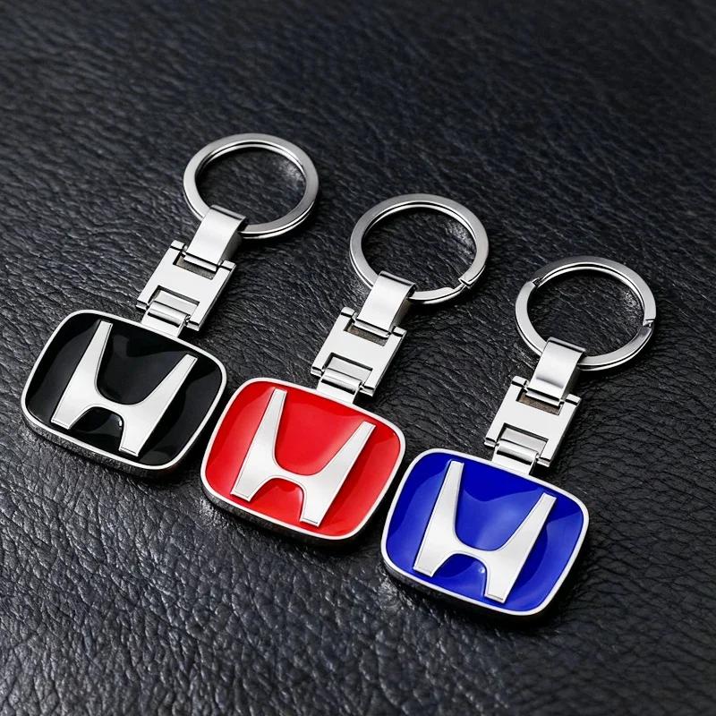 Car Keychain Badge Key Chain Rings Metal Accessories For Honda Civic Fit Jazz Accord CRV HRV City Odyssey Passport Pilot Vezel KU9