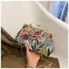 2023 New Clip Buckle Chinese Style Dinner Bag Handheld Single Shoulder Diagonal Versatile Fashion Embroidered Flower Ladies Bag