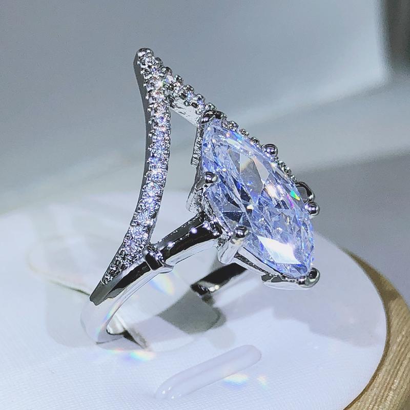Новейшее кольцо в форме капли с белым цирконом AAAAA из меди, женское, высокая ювелирия, свадебная вечеринка, подарок на день рождения
