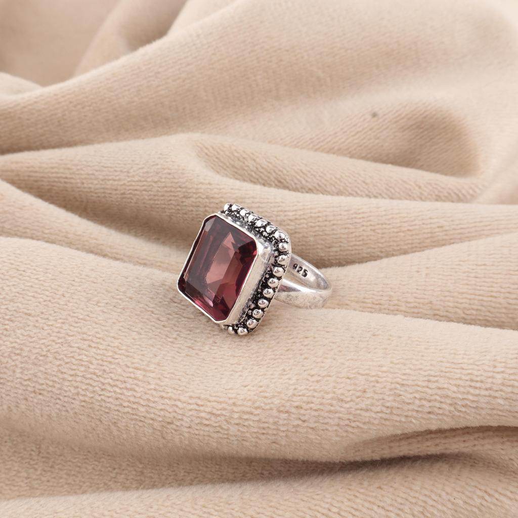 Натуральный камень родолит, серебро 925 пробы, ювелирные изделия ручной работы, элегантное кольцо, подарок на годовщину для нее RR-74-10