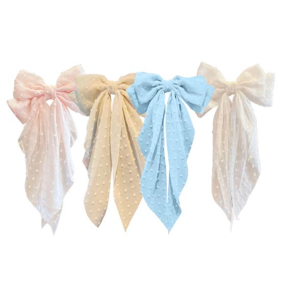 Лента с кисточкой, жаккардовый декор, весенняя заколка для волос, Нескользящая элегантная двойная большая бант, декор, заколка для волос для девочек, аксессуары для волос