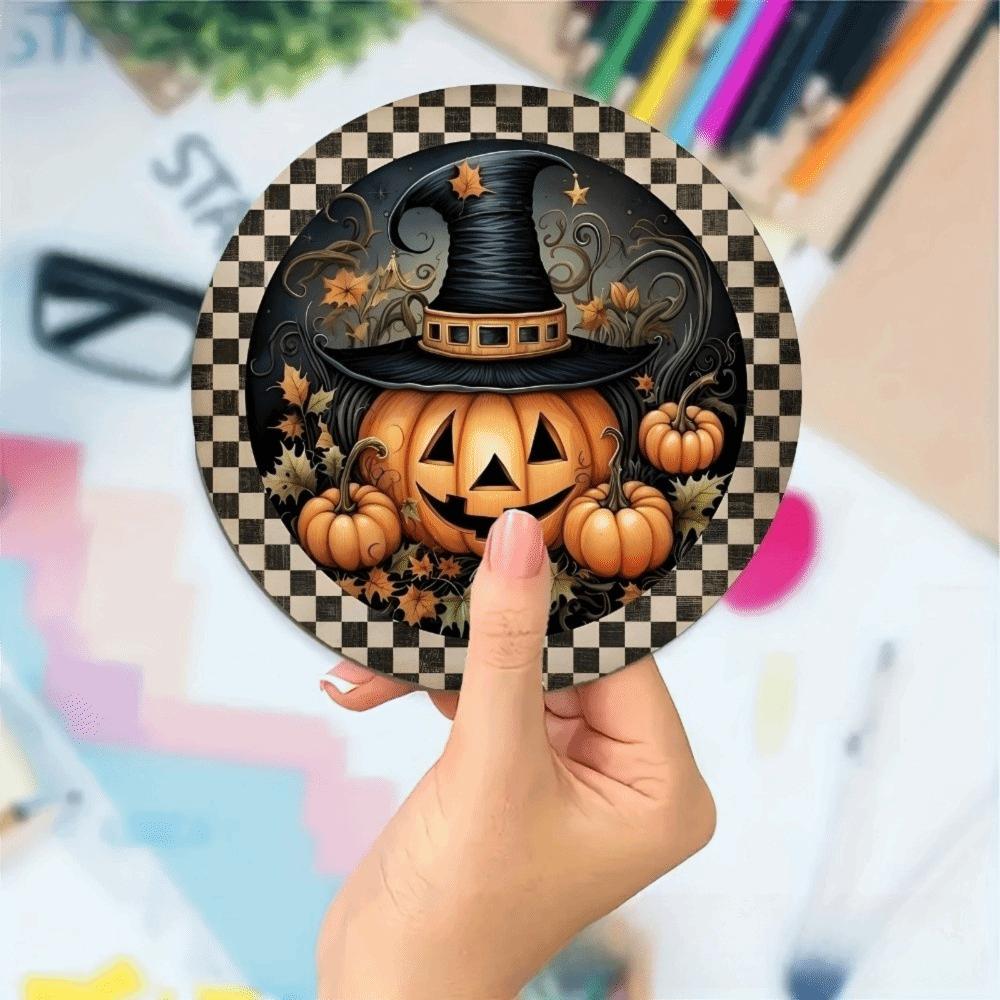 6pcs Wooden Halloween Coasters Pumpkin Heat Insulation Pad DIY Halloween Cup Mats Halloween Party