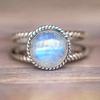Luxury Fashion Ring Double Layer Moonstone Ring Antique Silver Retro Style Women's Ring