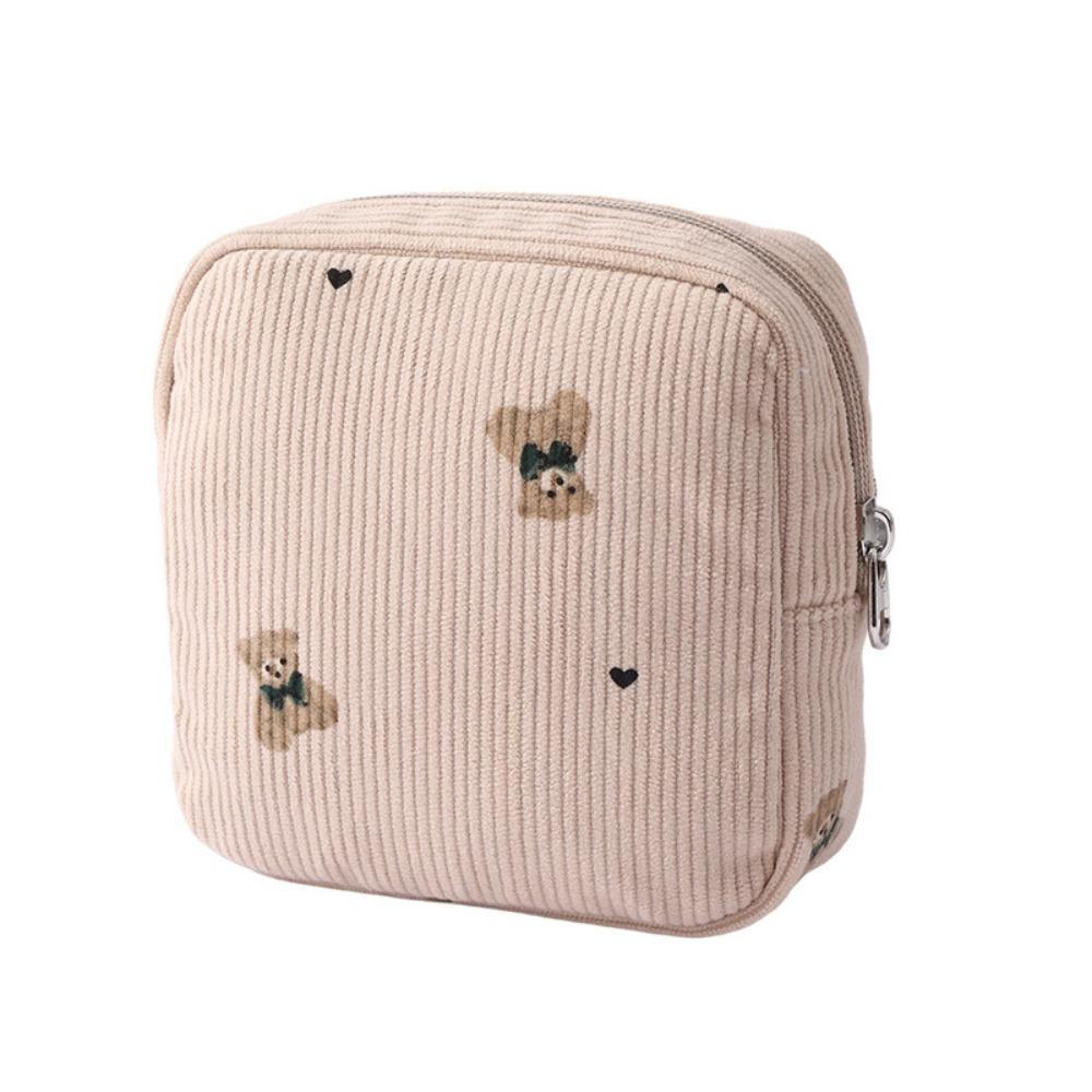 Cute Large Capacity Corduroy Travel Storage Bag Durable Cartoon Travel Wash Handbag Dustproof Corduroy Makeup Bag Home