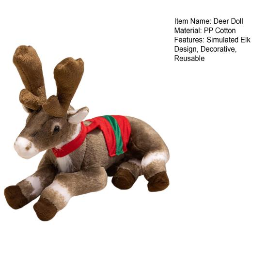 Плюшевая кукла-олень, фигурка лося, рождественское украшение в виде северного оленя с золотыми акцентами, праздничный сказочный рождественский декор