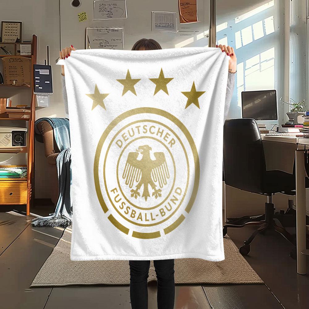 Germany National Team DFB Printed Flannel Blanket, soft throw for bedroom sofa, washable,soccer fan merchandise, great gift.