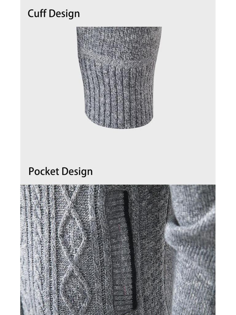 Men's Trendy Knitted Stand-Up Collar Sweater Cardigan - Autumn/Winter Warmth