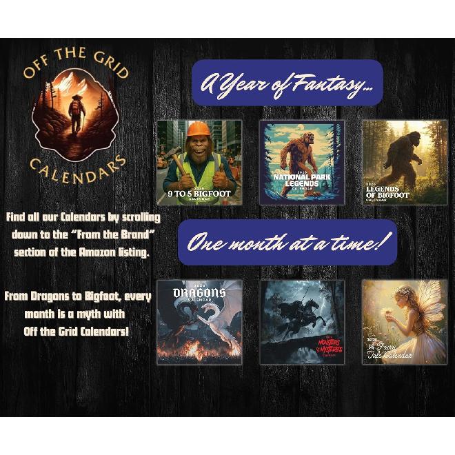 2026 Monsters & Mysteries Calendar - 12" x 12" - Featuring famous Cryptids & Urban Legends from around the world!