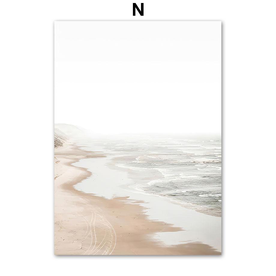 Landscape Poster Farm Grassland Cattle Road Sign Sea Wave Reed Wall Art Print Canvas Painting Wall Pictures Living Room Decor