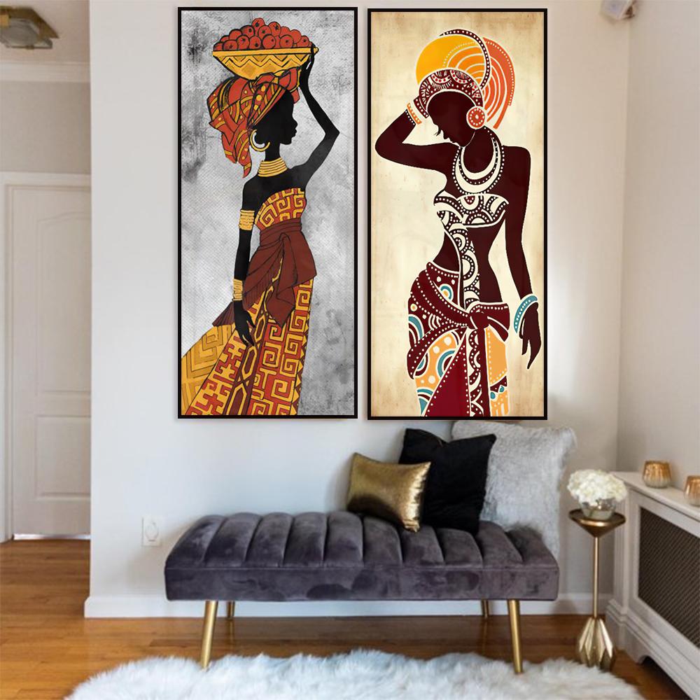 Знаменитое африканское женское платье, силуэт, стиль, настенный художественный постер, украшение для дома, холст, картина, печать изображений