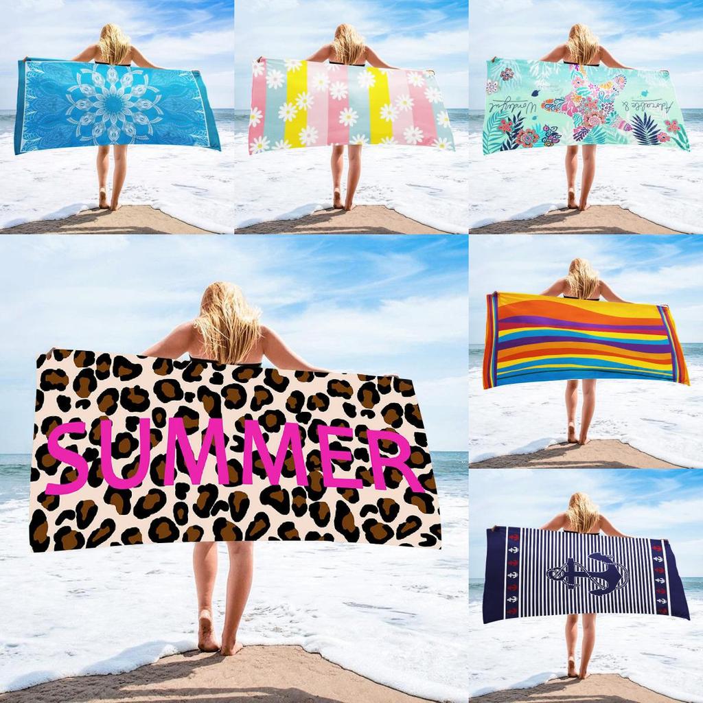 Printed Microfiber Beach Towel With High Water Absorption For Beach And Outdoor Activities