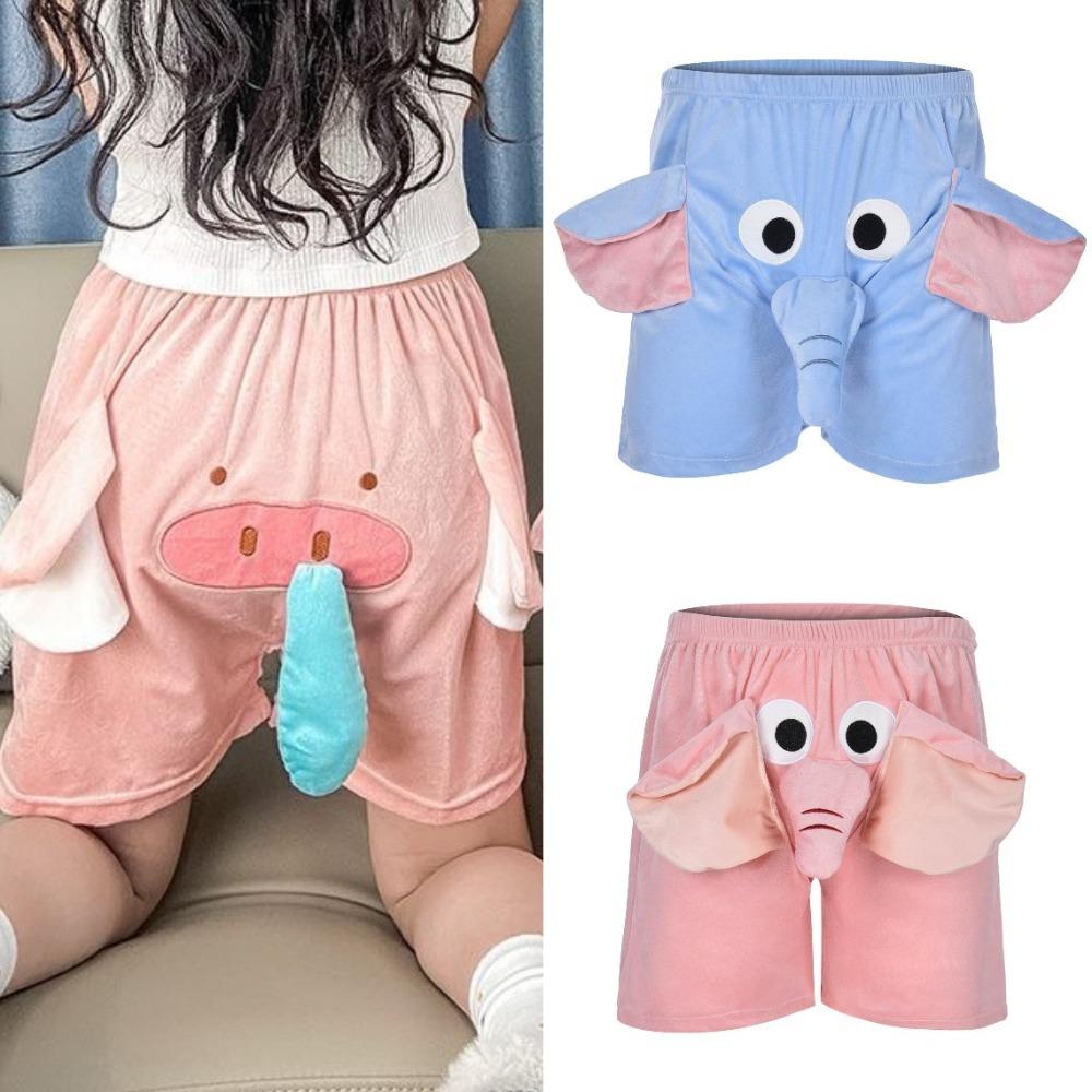Свободные бархатные шорты со слоном, штаны с носом и хоботом, новинка, забавная плюшевая пижама унисекс