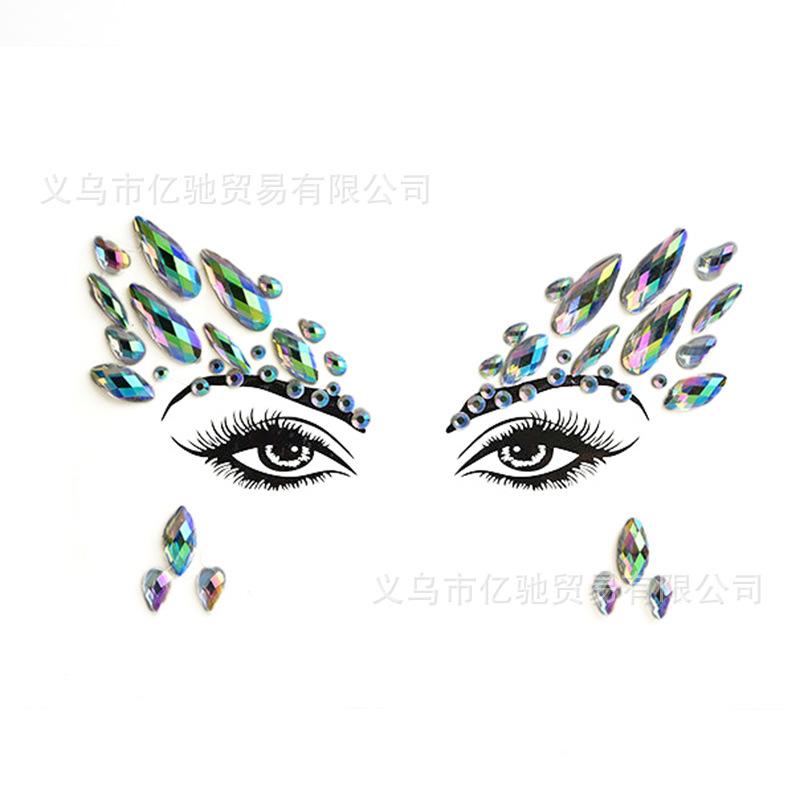 Наклейка для лица Наклейка для макияжа Наклейка для бровей Наклейка для сценического представления Украшение для лица Стразы Наклейка для татуировки