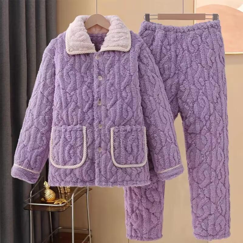 Женский костюм из кораллового флиса с подкладкой, трехслойный утолщенный, можно носить на улице, осенне-зимняя домашняя одежда, зимний флис, теплый