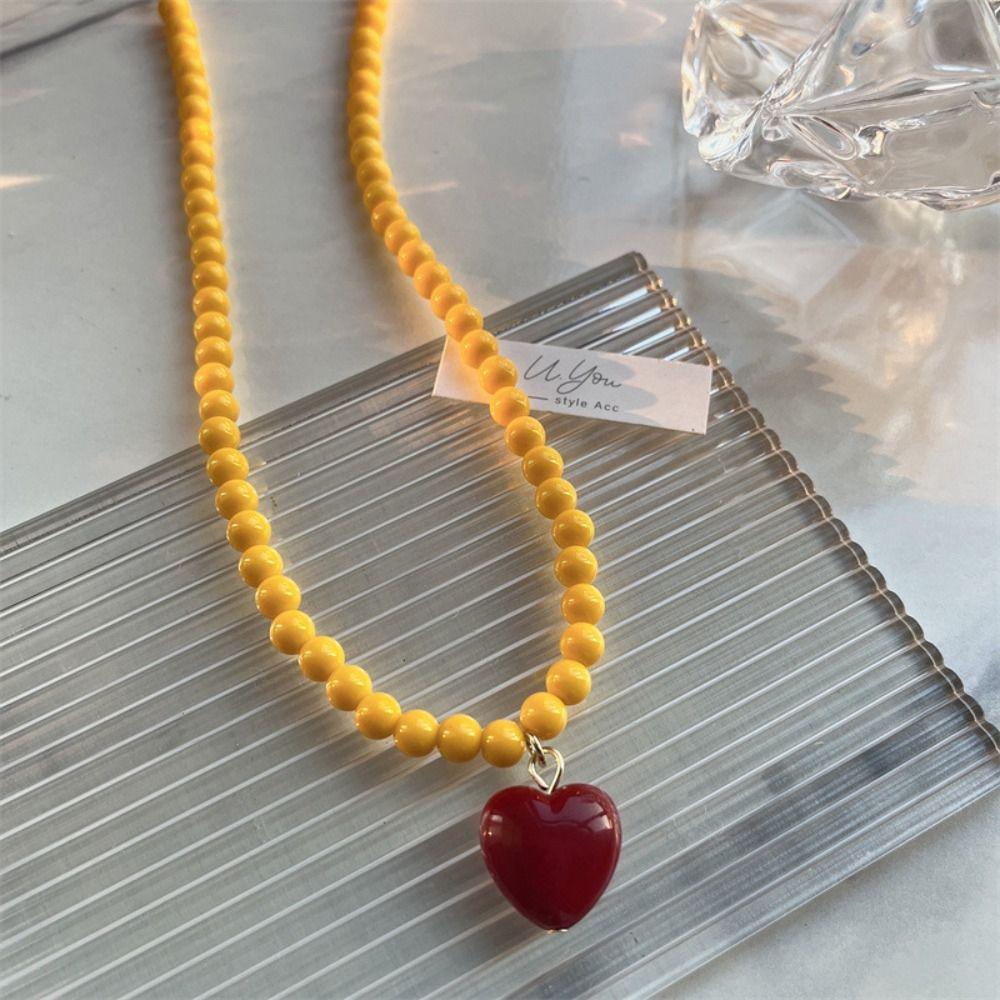 Gift Simple Women Jewelry Accessories Rainbow Color Necklace Korean Necklace Love Heart Pendant