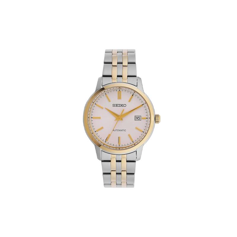 Seiko Мужские часы SRPH92K1, водонепроницаемые до 100 метров, элегантные, с автоматическим механизмом, стальным ремешком, белым циферблатом