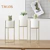 Ceramic Flower Pot with Metal Stand Floor Standing Flowerpot Holder Iron Frame for Heavy-Duty Pots Offices Homes Indoor Display