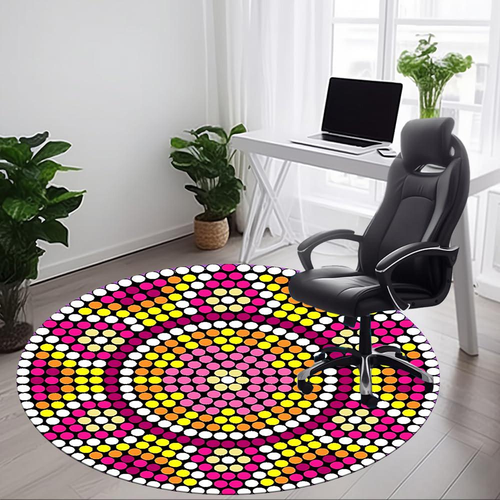 1pc Circle Pattern Dots Chair Carpet for Office - Indoor Non-Slip Washable Polyester Fiber Carpet, Soft Comfortable Mat For Office yy250928061