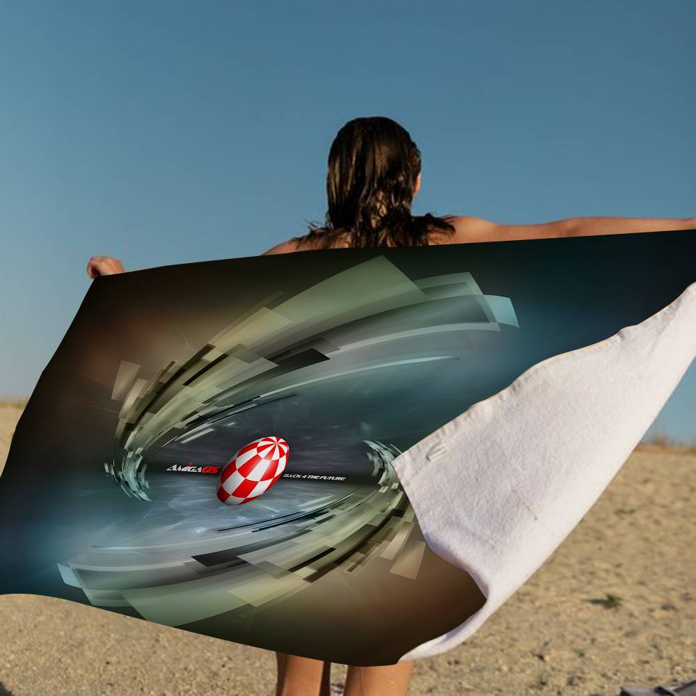 Amiga Logo Fashion Microfiber Blanket Quick Drying Beach Towels Oversized Printing Super Absorbent Pool Towel Blanket