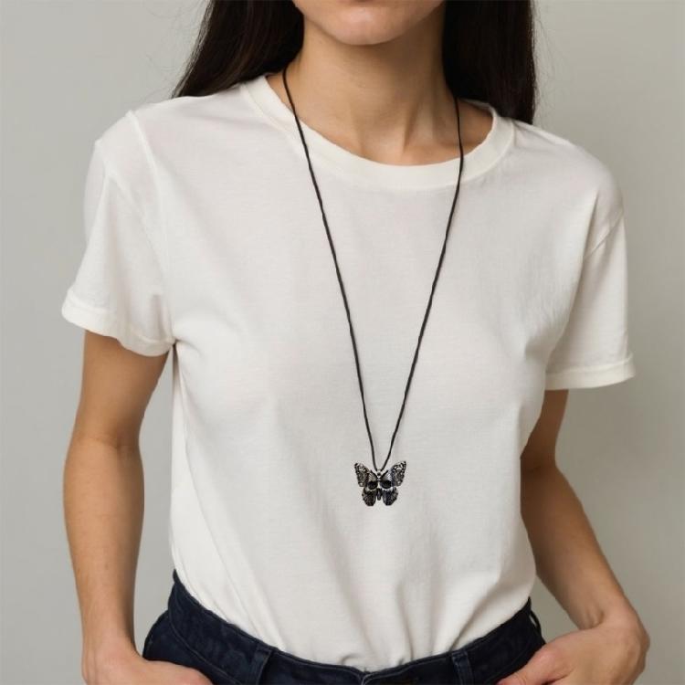 Дерзкое ожерелье-подвеска из цинкового сплава, демонстрирующее готический шарм в виде черепа и бабочки, цепочка для наслаивания нарядов