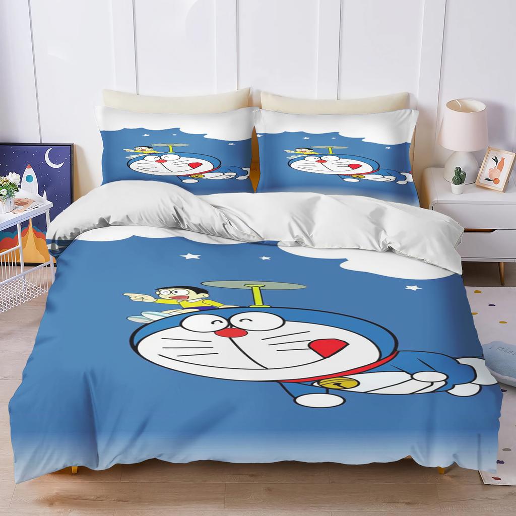 Blue Robot Cartoon Duvet Cover Home Pillowcase Set Adult Bedroom Children Comforter Bedding