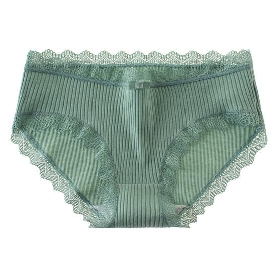 Mid-rise Briefs Thin Breathable Lace Decor Panties for Inner Wear