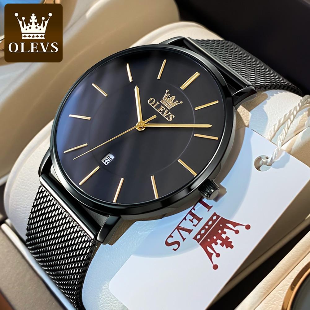 OLEVS 5869 Original Brand Fashion Men's Watch Simplicity Dial Trendy Quartz Watch Waterproof Date Milanese Mesh Belt Wristwatch