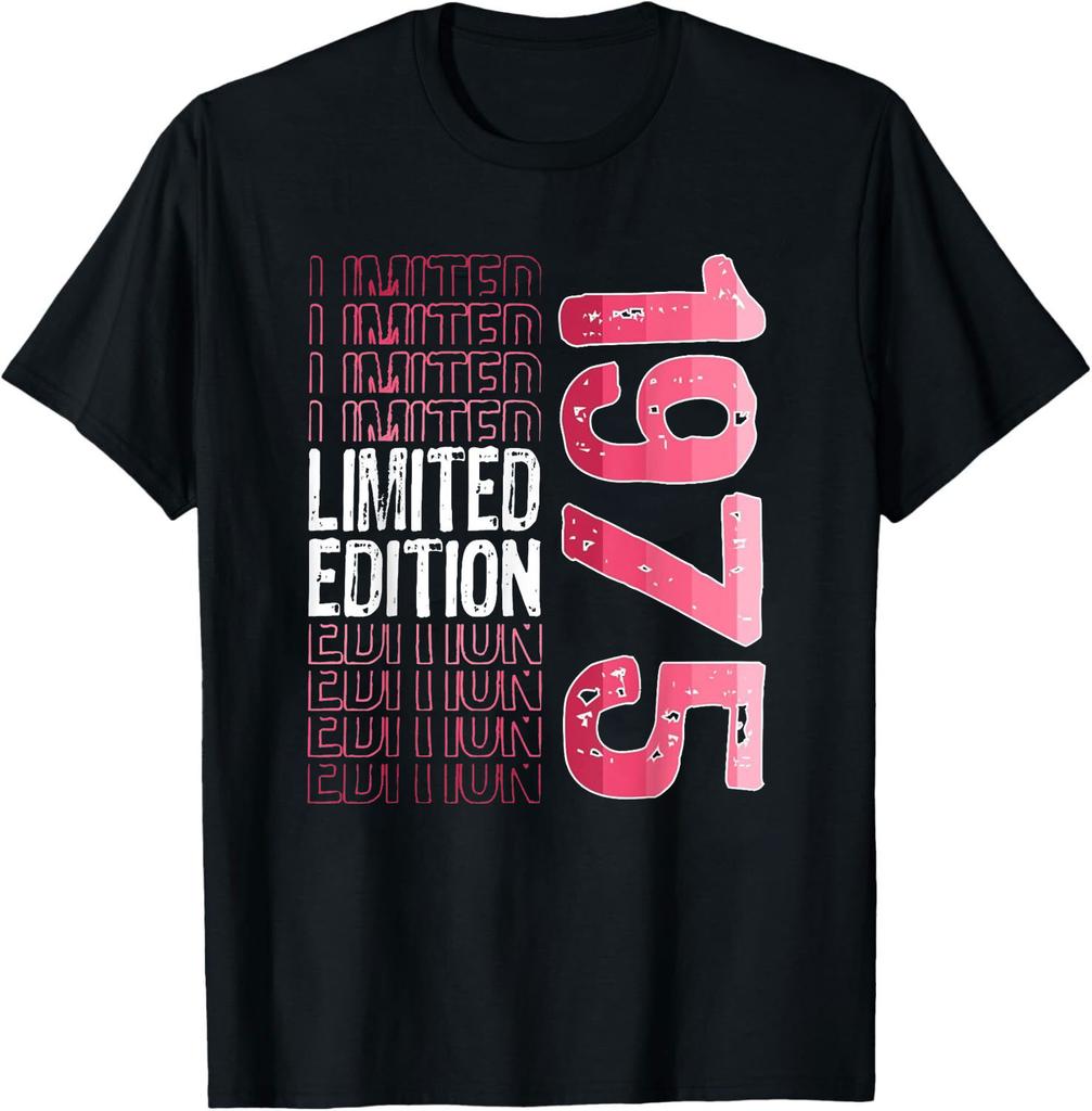 Лимитированная серия Винтажная Ретро Футболка с Днем Рождения 1975 года Толстовка Графические футболки Уличная одежда Повседневный стиль Ropa Hombre Ropa Mujer