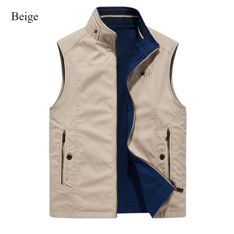 Casual Men's Waistcoat Photography Fishing Double-sided Standing Collar Cotton Coat Vest 2024 Winter New Loose Solid Coat