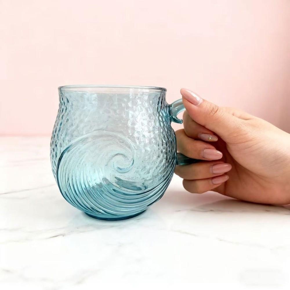 Hand-blown Sea Glass Mug Waved Texture Wave Mug Tea Cup Sunset Mug Bar