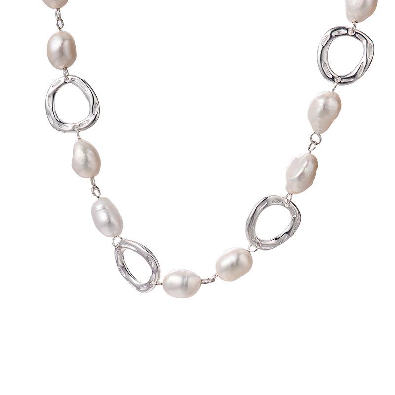 Легкое роскошное и высококачественное барочное жемчужное геометрическое ожерелье с нерегулярной круглой ключичной цепочкой во французском стиле