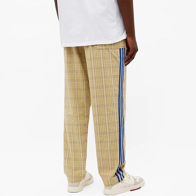 adidas Originals Mw Tp Контрастные Цвета Клетчатые Прямые Свободные Спортивные Брюки Бежевые Мужские GN3797