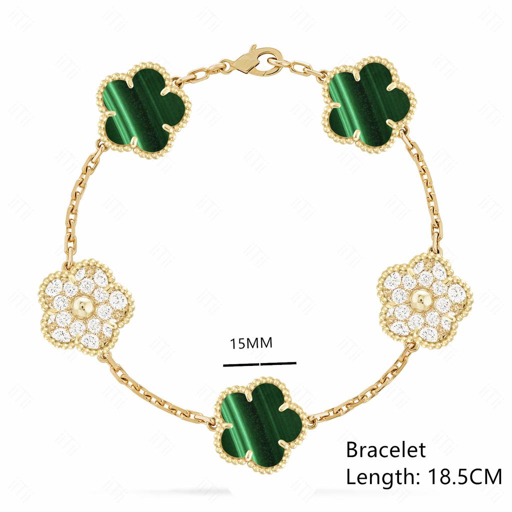 High-quality Fashion Brand Gold Silver Lucky Flower Clover Mother-of-pearl Bracelet Women's Natural Gem Hot Sale
