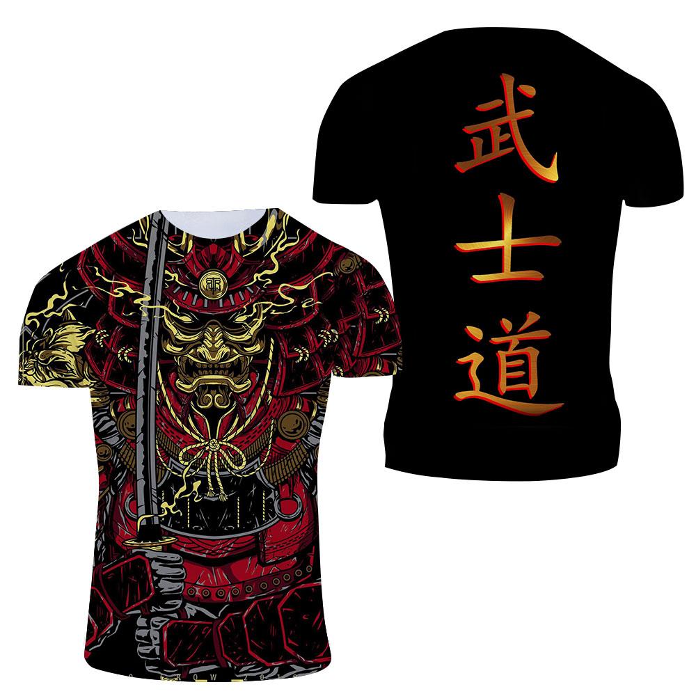 Эксклюзивный дизайн, крутая футболка Bushido, летняя модная мужская повседневная уличная одежда с рисунком японского самурая, футболки