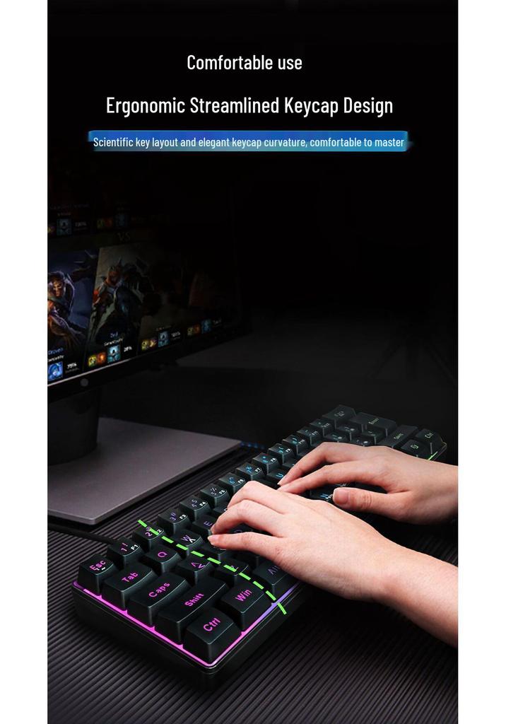 61-клавишная портативная игровая клавиатура с RGB-подсветкой - Механическое ощущение для киберспорта и офисного использования
