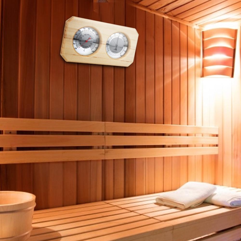 Portable 2in 1 Wood Thermo Hygrometer Thermometer Hygrometer Steam Sauna Room Accessories