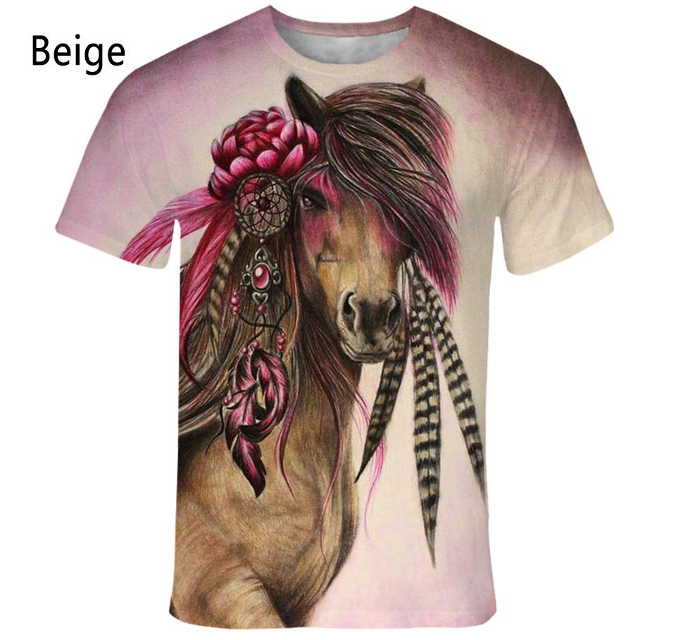 Новая Модная 3D Печатная Футболка с Изображением Животного Лошади Мужская и Женская Летняя Повседневная С коротким Рукавом Харajuku Уличная Рубашка Топы