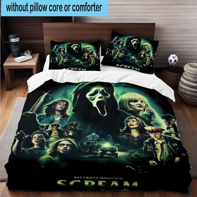 1PC Scr-eam Horror Movie 3pcs Bedding,Including 1pc Duvet Cover And 2pcs Pillowcases Perfect for Christmas,Ideal for Bedroom, Dormitory
