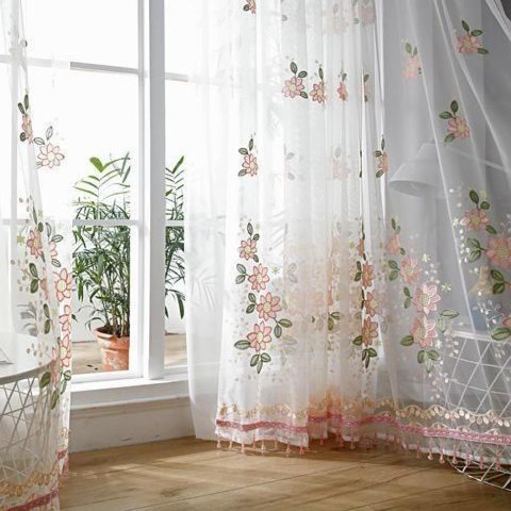 Вышитые занавески из пряжи для окон, вышитые шторы из тюля, украшение окна для спальни, гостиной, домашнего декора