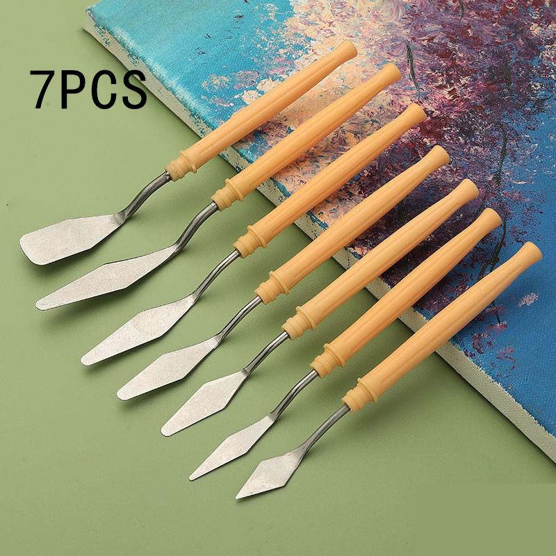 Art Spatula Soft Paint Spatula Oil Painting Spatula Wooden Handle Palette Knife Set Gouache Painting Spatula