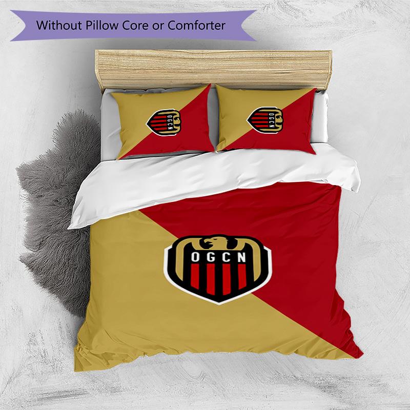 OGC Nice FC Printed 3PCS Bedding Set Breathable Duvet Cover with Pillowcases Decorative Bed Linen for Bedroom Home
