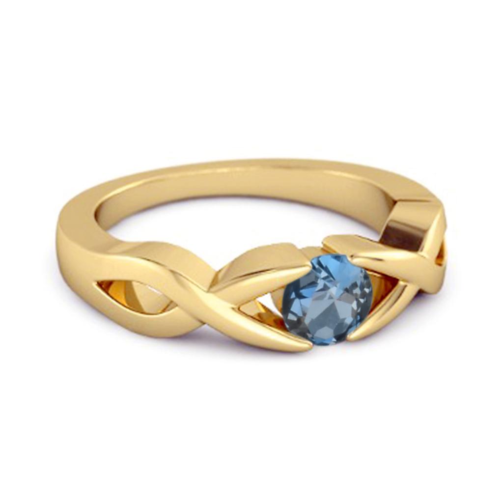 London Blue Topaz Twisted Vine Band Ring - 925 Sterling Silver Gold Vermeil