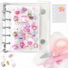 GOKEI Sticker Transparent Plastic M5 Mini Binder 2 Zippered 2 Clear PP Card Sticker Card Removable Collage Notebook for Silver Book, Board, Size, [20