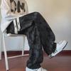 Men's Casual Ink-Design Tie-Dye Sweatpants - Hip-Hop Style, Straight Loose Fit