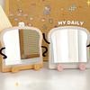 Mini Compact Led Makeup Mirror With Light Small Pocket Portable Travel Toast Bread Shape Cosmetic Mirrors Makeup Tool