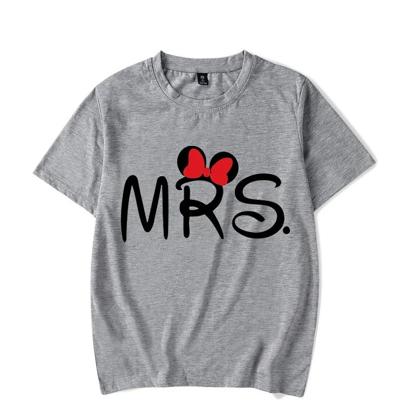 Mouse Cartoon MR MRS Print Couple TShirt Summer Short Sleeve Tee Shirt Letter Print T Fashion Casual Loose Lovers T Shirt Unisex
