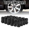 24 шт. M12x1.5 Гайки колес автомобиля Черные Гайки-барашки Стальные Для LandCruiser Prado Для Ford 12x1.5 Черные Автомобильные Гайки Колес Износостойкие Детали