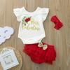Новорожденный Младенец День Святого Валентина Ромпер Юбка Повязка на голову 3 предмета Наряды